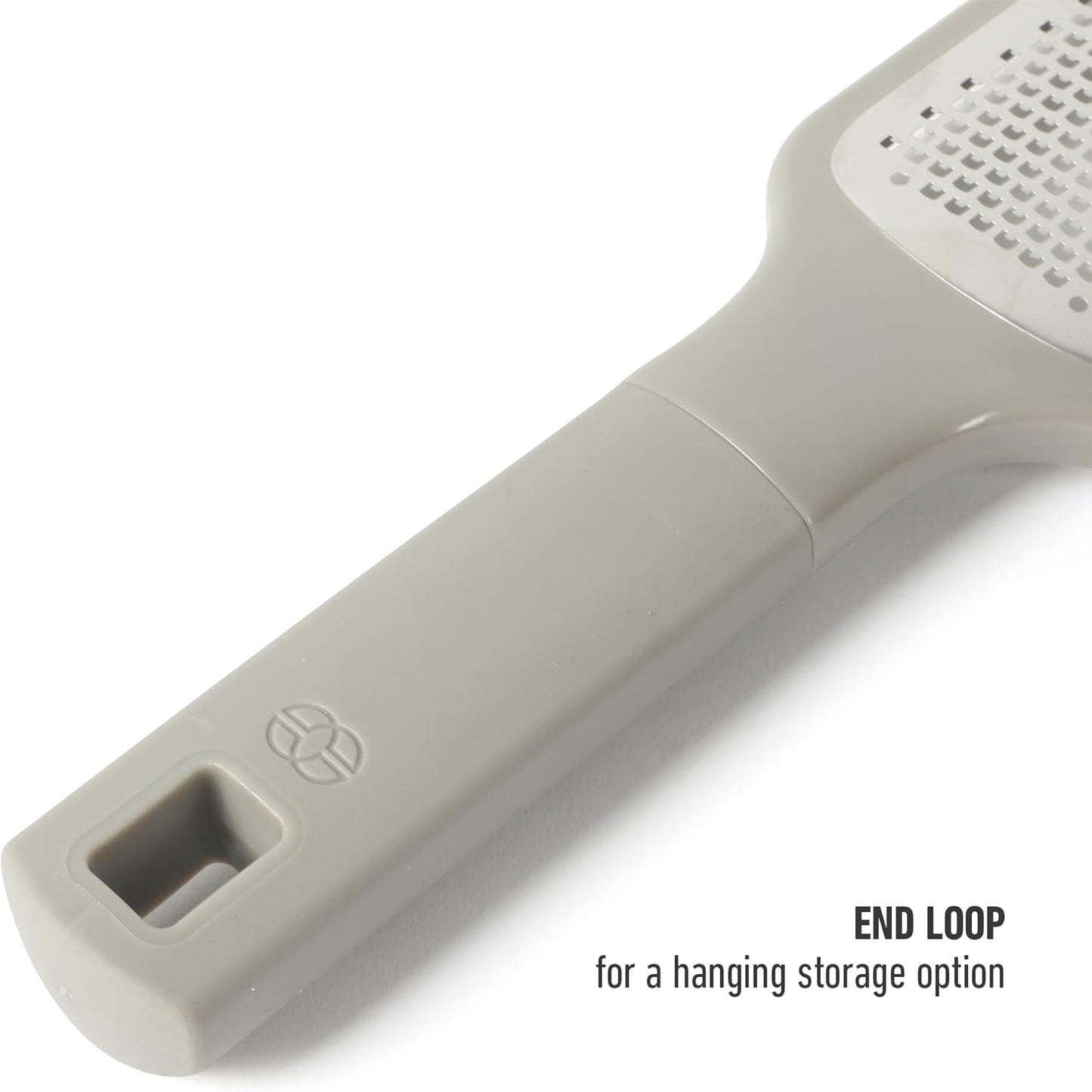 Calphalon Edge Stainless Steel Handheld Grater Lemon Zester W/Cover & Rubber Handle - Navy Blue