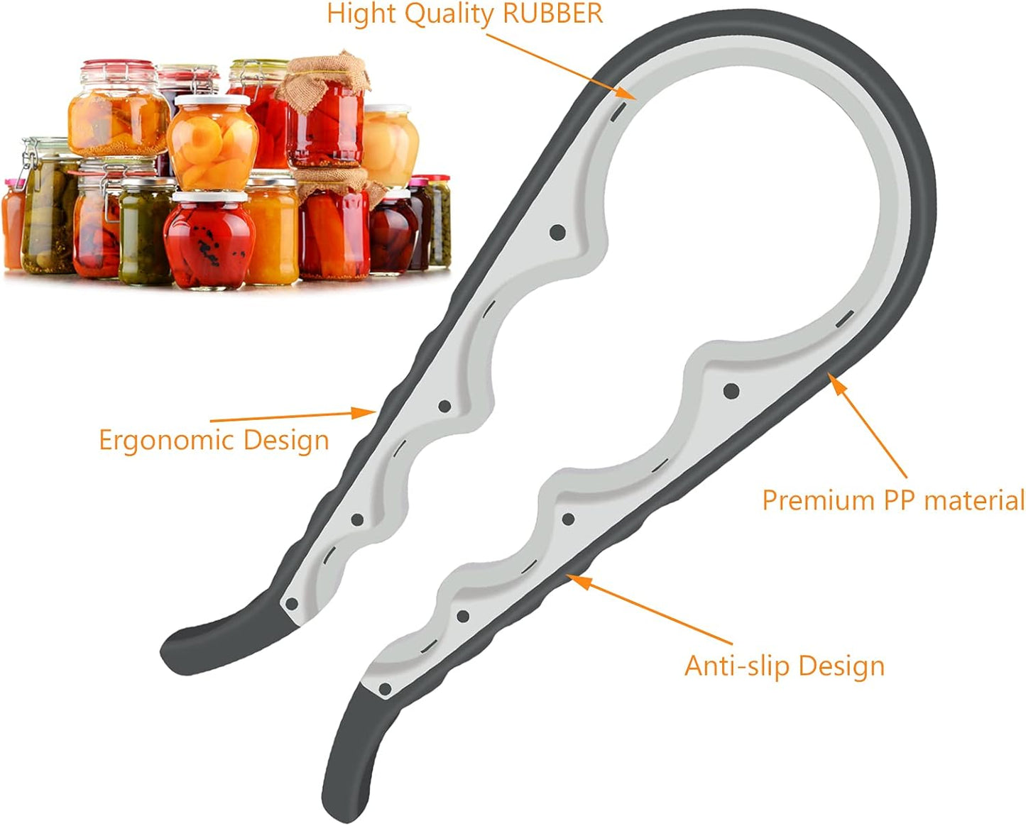 Jar Opener, 5 in 1 Multi Function Can Opener Bottle Opener Kit with Silicone Handle Easy to Use for Children, Elderly and Arthritis Sufferers (Apple Red）