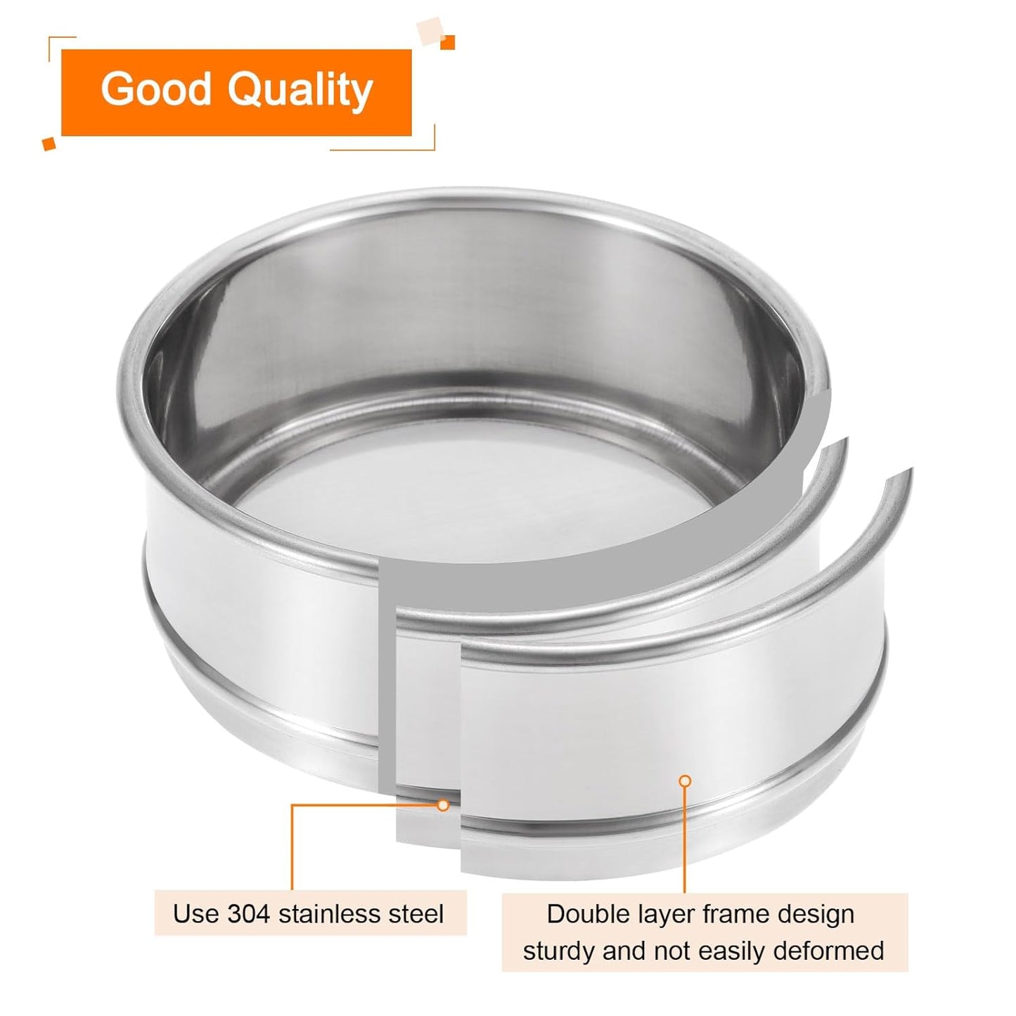 PATIKIL 150 Mesh Lab Sieve, 4" Diameter Test Sieve 304 Stainless Steel Wire Cloth (0.1mm) for Industrial Laboratory
