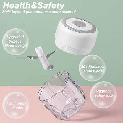 Electric Mini Garlic Chopper, 100ML Food Chopper Garlic Mincer USB, Portable Small Food Processor for Vegetables