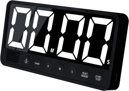 Digital Kitchen Timer - 7.1” Extra Large Display LED Magnetic Rechargeable Countdown/Up Timer, w/6 Alarms 4 Levels Volume Memory Function for Cooking, Classroom, Office, Home Gym(Black)