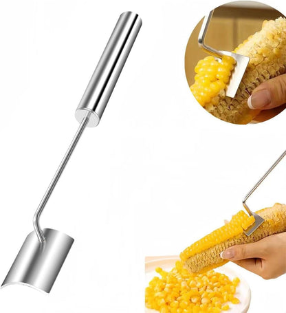 Corn Kernel Remover Tool - Stainless Steel Corn Peeler with Ergonomic Handle, Quick & Safe Corn Stripper for Home Kitchen, BBQ, Restaurants - Dishwasher Safe & Rust-Proof