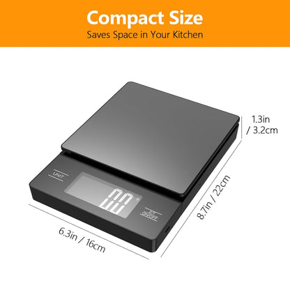Kitchen Scale with Detachable Display Wireless Stainless Steel Digital Food Scale, 11lb/5kg, 1g Precision, Backlit LCD, Tare Function for Baking, Coffee Brewing & Cooking, Metallic/Black