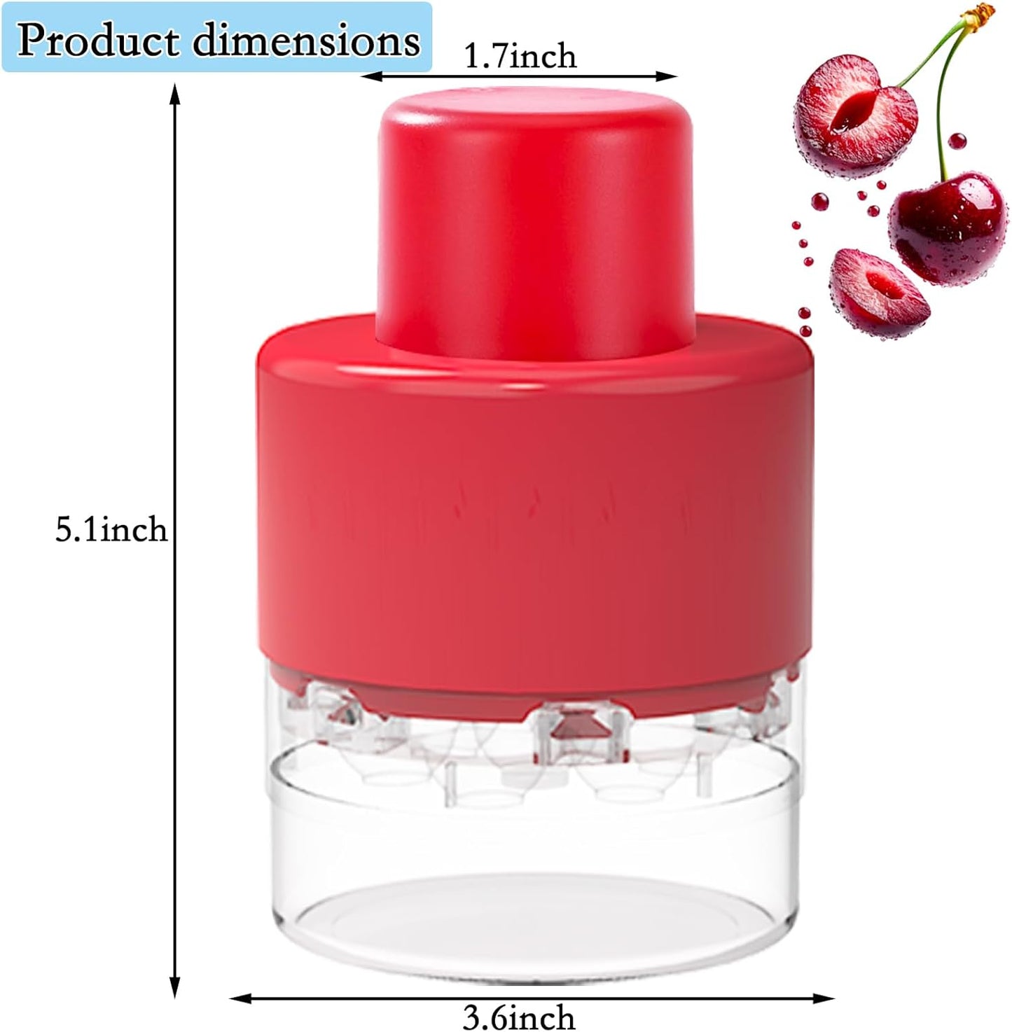 Cherry Pitter Tool ， Olive and Cherry Pitters Corer Remover with 7 Individual Holes, Fruit Pit Remover for Cherry, Multi-Function Cherries Stoner Seed Remover Tool for Making Cherry Jam (Red)
