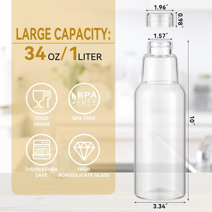 CWHHRN 17 Oz Glass Juice Bottles with Lids, Glass Bottles, BPA Free, Borosilicate Glass for Juicing, Smoothies, Infused Water, Beverage Storage, Shaker Bottles (2 Pack)