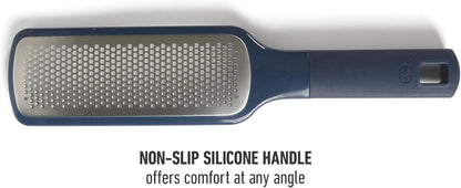 Calphalon Prime Stainless Steel Handheld Grater Lemon Zester W/Cover & Rubber Handle - Navy Blue