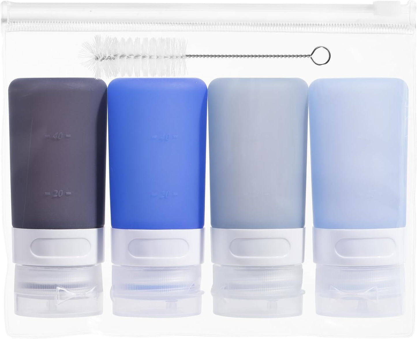 MICEBAY Condiment Squeeze Bottles for Sauces, 2-oz Mini Silicone Salad Dressing Container to Go with Reusable Sandwich Bag, Leakproof Ketchup Bottle for Bento Lunch Box, 4 Pack, Candies