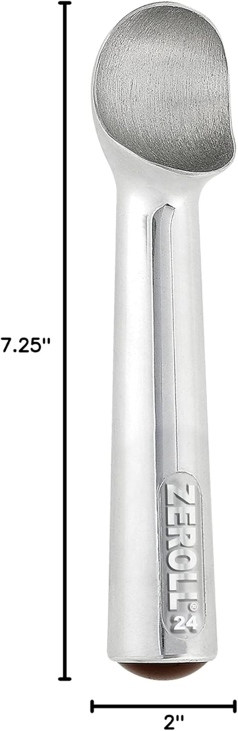 Zeroll Original Ice Cream Scoop Unique Liquid Filled Heat Conductive Handle Simple One Piece Aluminum Design Easy Release Made in USA, 2.5-Ounce, Silver