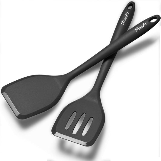 Silicone Spatula Turner Set, High Heat Resistant Spatulas with Seamless One Piece Design, Nonstick Rubber Flippers Utensils for Baking & Cooking,BPA-Free, Starry Blue,11IN