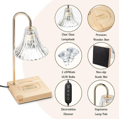 Marycele Candle Warmer Lamp with Timer & Dimmer - Mothers Day Gifts for Women Mom Her, Aesthetic Office Home Decor, Adjustable Height Wax Melter for Candle Jar & 3-Wick Candles (2 Bulbs Included)