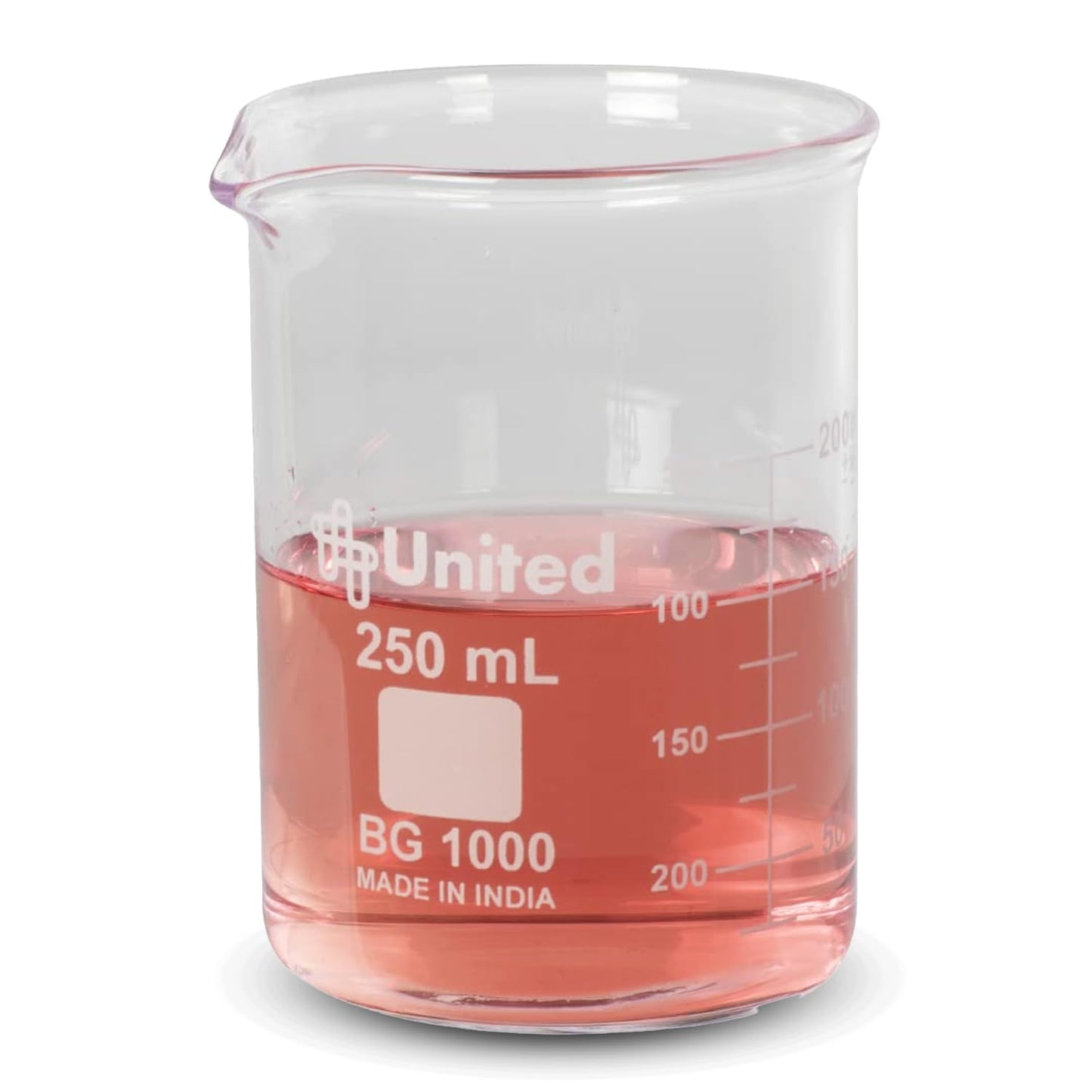 United Scientific™ Chemistry Glassware Measuring Beaker, 1000mL Low Form Griffin, 3.3 Borosilicate Laboratory Glassware, Double Scale Graduated, Autoclavable, ASTM-E960 Compliant, 1 Each