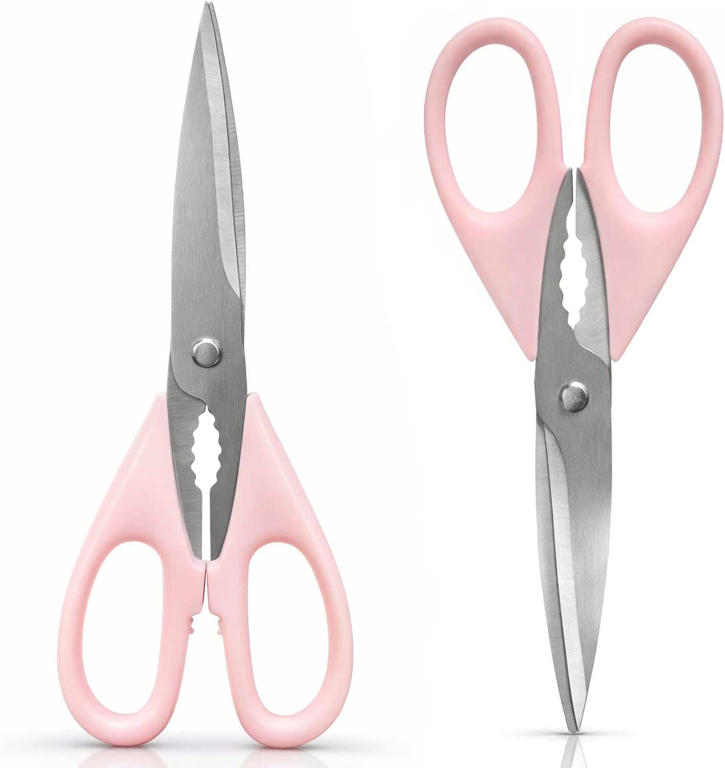 2-Pack Pink Kitchen Scissors, Heavy-Duty All-Purpose Meat Shears, Stainless Steel, Dishwasher Safe
