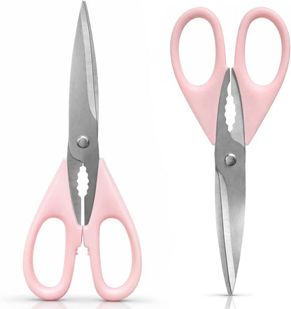 2-Pack Pink Kitchen Scissors, Heavy-Duty All-Purpose Meat Shears, Stainless Steel, Dishwasher Safe