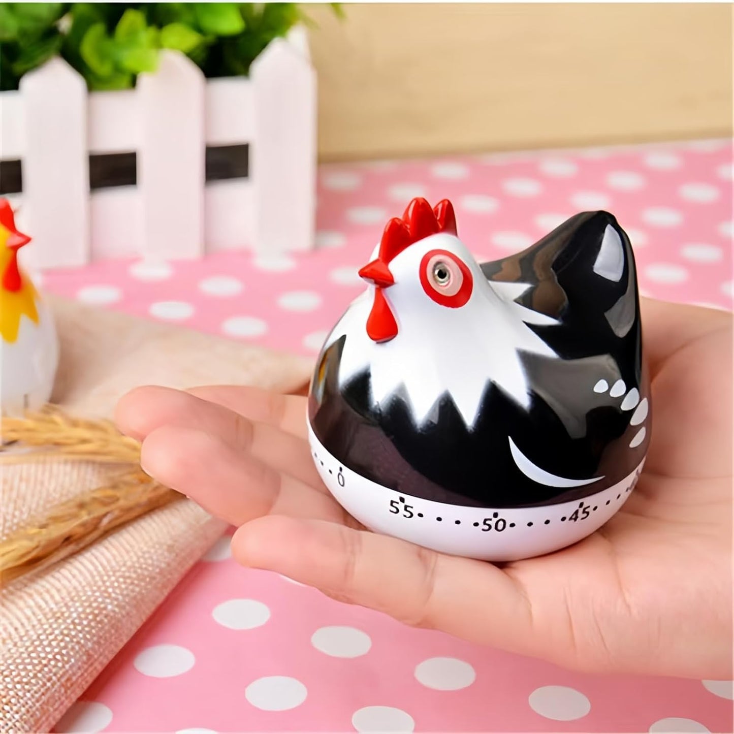 Cute Chicken-Shaped Kitchen Timer – 60-Minute Mechanical Timer for Cooking, Baking, and Meal Prep (Black)