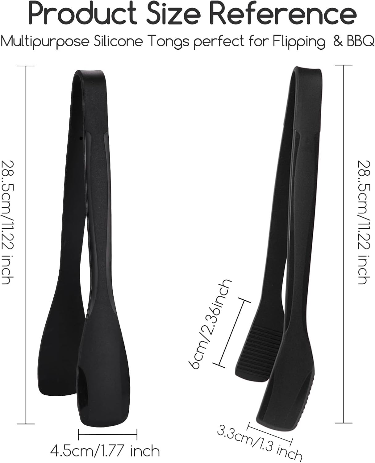 SOLEADER 11 Inch Silicone Tongs for Cooking Heat Resistant, Lightweight Non-Scratch Stainless Steel, Kitchen & BBQ Tools with Silicone Tips for Flipping Fish, Steak, Toast & Bread (2-Pack)