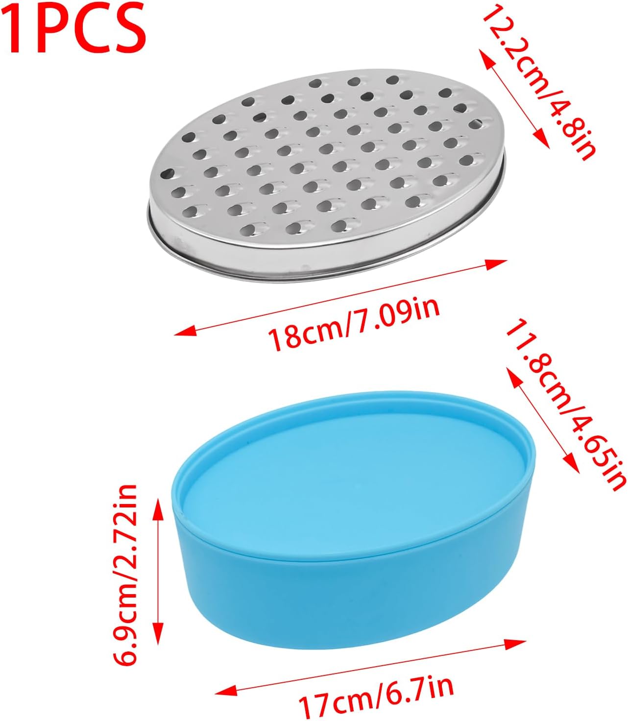 Stainless Steel Cheese Grater with Airtight Storage Container Vegetable Slicer Potato Shredder Box Grater for Kitchen Tool for Cheeses Carrots Ginger, with a Brush, Red