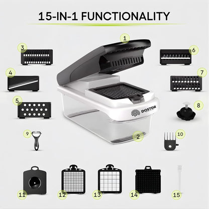 Compact Premium Vegetable Chopper, Mandoline Slicer, Veggie Chopper Food Chopper Container, Vegetable Cutter, Onion Salad Vegetable Chopper, Fruit Slicer, Shredding (White & Black)
