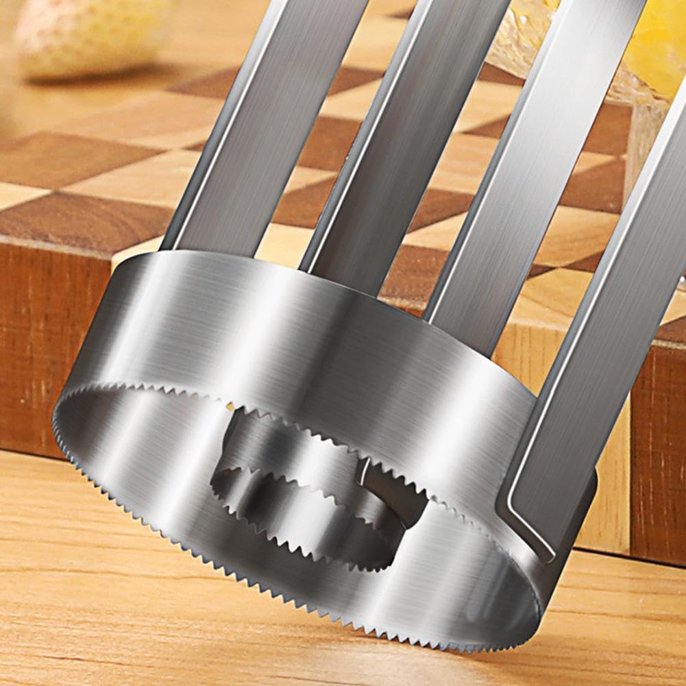 Stainless Steel Pineapple Corer – 304 Heavy Duty Fruit Slicer & Core Remover, 10-Second Pineapple Peeler Tool, Ergonomic Kitchen Gadget for Pineapple Rings, Easy Storage (7.9" Height)