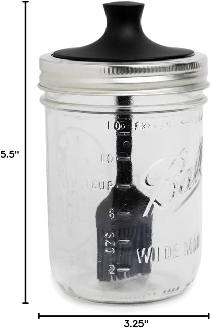 Jarware Silicone Black Basting Brush Lid For Regular Mouth Mason Jars