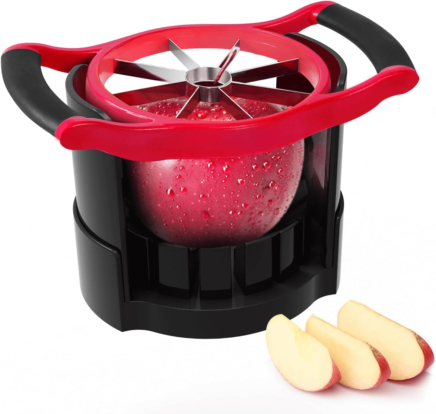 OOKUU Large Apple Slicer Corer with Base, 8-Blade Heavy Duty Stainless Steel Cutter, Upgraded Design Slices All the Way Through, Ultra-Sharp Fruit Wedger