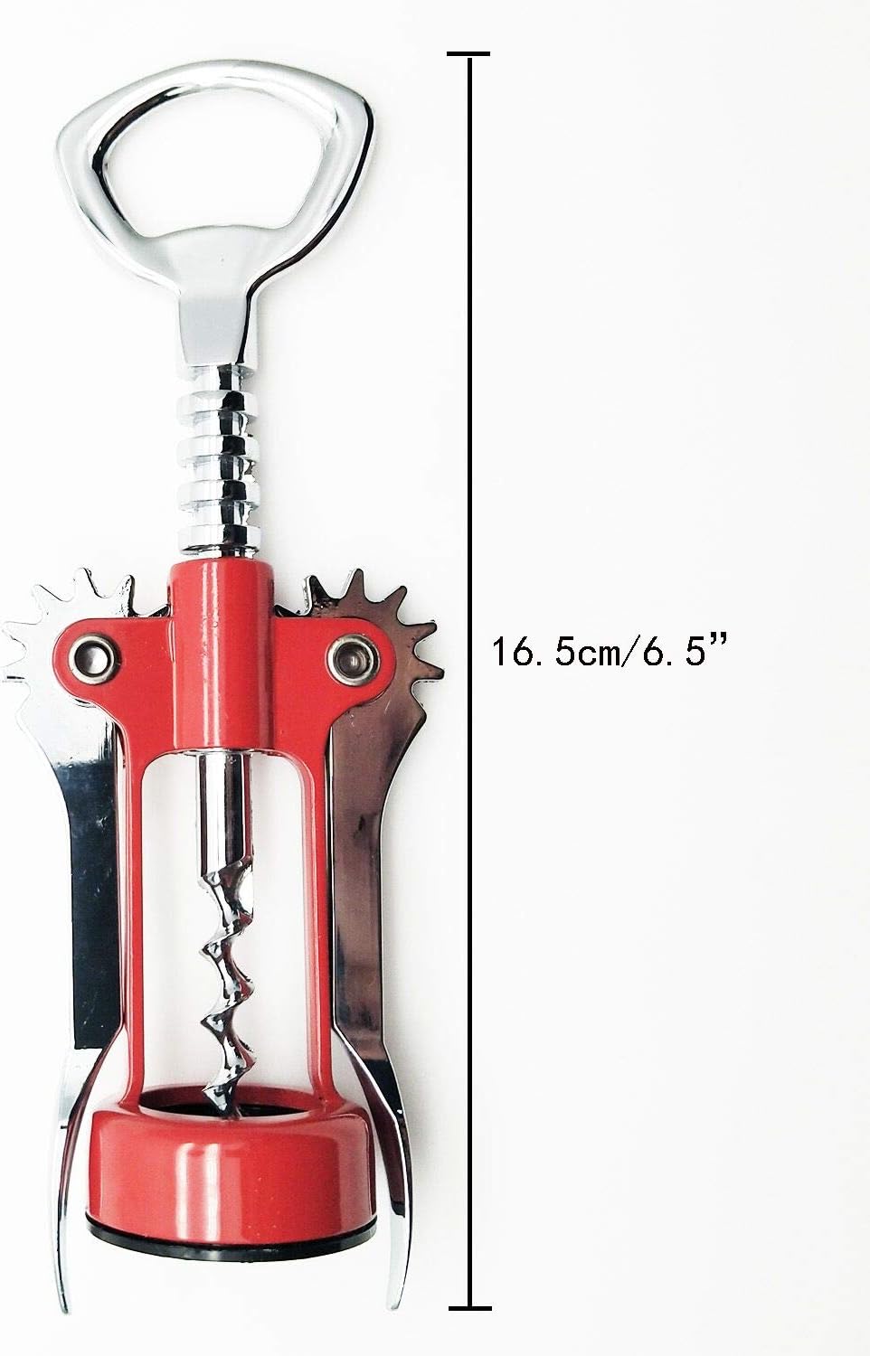 XMHF Italianism Wing Corkscrew Wine Opener, Rubber-touch Finish For Non-slip, Comfort Grip Red
