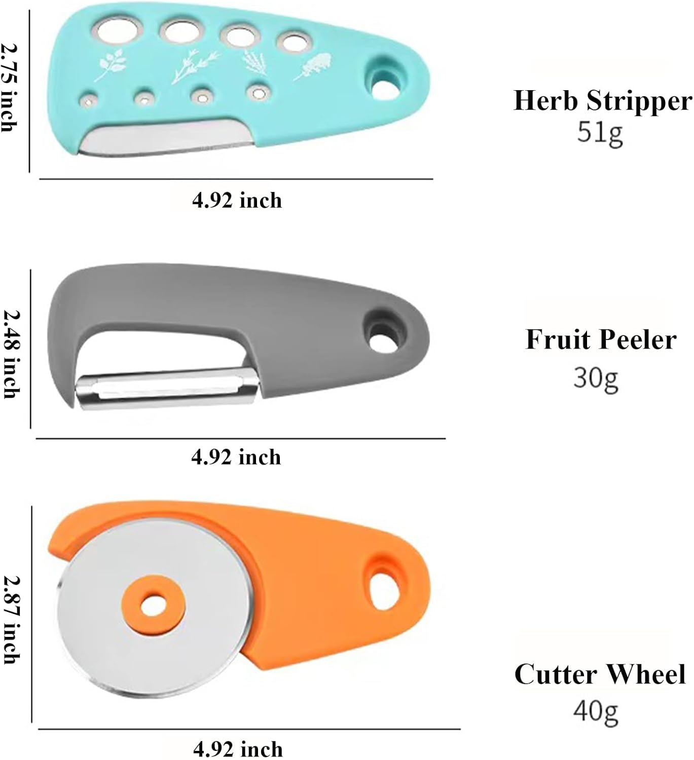 Kitchen Gadgets Set 6 Pieces, Space Saving Cooking Tools Kitchen Accessories-Garlic/Ginger Grinder, Cheese Grater, Vegetable/Fruit Peeler, Pizza Cutter, Herb Stripper, Bottle Opener, Gadgets Gift Set