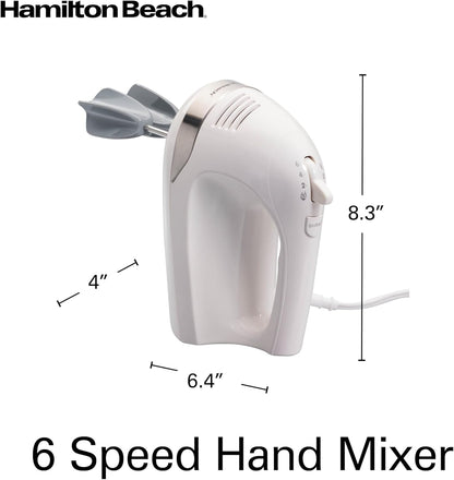 Hamilton Beach 6-Speed Electric Hand Mixer with Whisk, Dough Hooks and Easy Clean Beaters, Powerful 275 Watt Motor, Snap-On Storage Case, Black