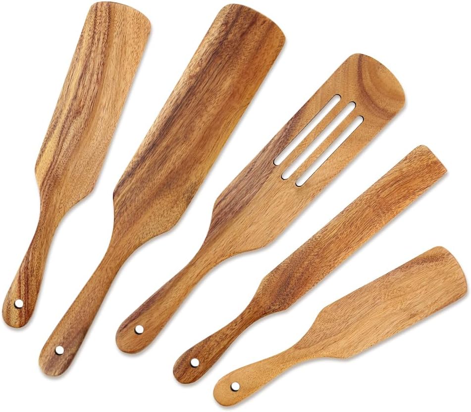 Skinny Spurtle for Sourdough Starter, Mixing,Reaching Bottom of Jars,Dough Whisk,Long Handle Wooden Spatula, Spurtles Kitchen Tools for NonStick Cookware