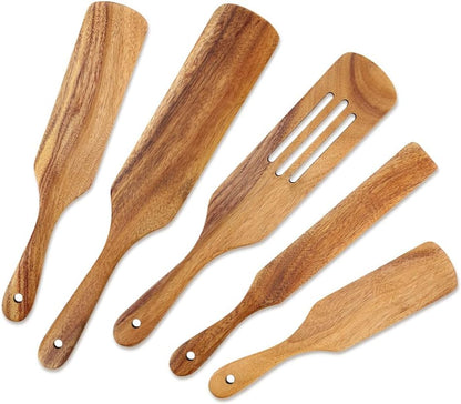 Skinny Spurtle for Sourdough Starter, Mixing,Reaching Bottom of Jars,Dough Whisk,Long Handle Wooden Spatula, Spurtles Kitchen Tools for NonStick Cookware