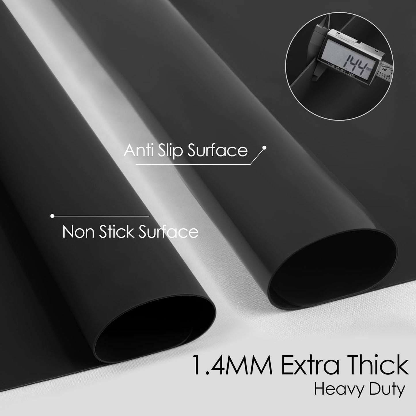 Standard Silicone Mat,Black Baking Mat-Food Grade Kids Dinner Table Placemat Non Slip Counter Mat with Raised Edges Heat Resistant Mat for Air Fryer Nonstick Pastry Dough Mat(1 Pack 23.6'' x 15.7'')