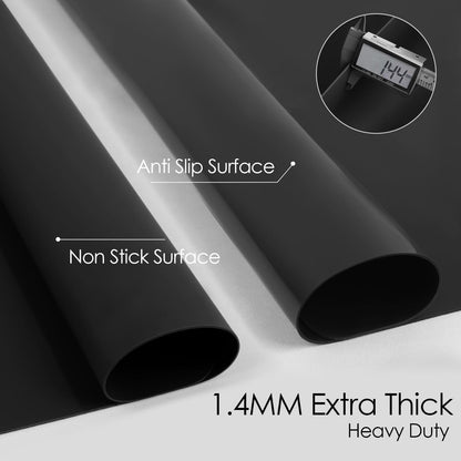 Standard Silicone Mat,Black Baking Mat-Food Grade Kids Dinner Table Placemat Non Slip Counter Mat with Raised Edges Heat Resistant Mat for Air Fryer Nonstick Pastry Dough Mat(1 Pack 23.6'' x 15.7'')