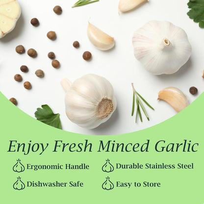 Garlic Press Rocker - Stainless Steel Garlic Crusher, Mincer and Chopper with Peeler & Scraper, Easy Kitchen Gadget for Effortless Smashing garlic crusher stainless steel