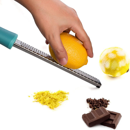 Lemon Zester, Stainless Steel Kitchen Cheese Grater, Plastic Cover Ergonomic Soft Black Handle