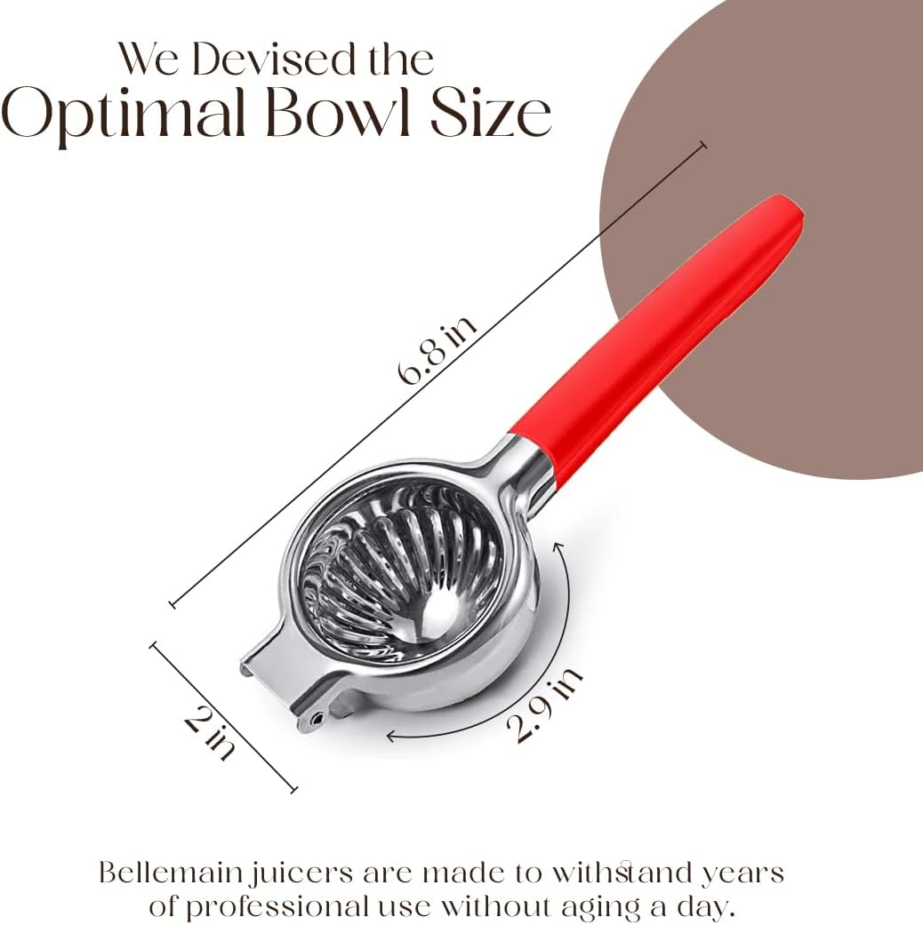 Bellemain Citrus Juicer | Metal Lemon Squeezer | Lime and Lemon Juicer Stainless Steel with Silicone Handles | Manual Juicer, Citrus Squeezer, Hand Held Juicer | Bar Juicer for Bartender (White)