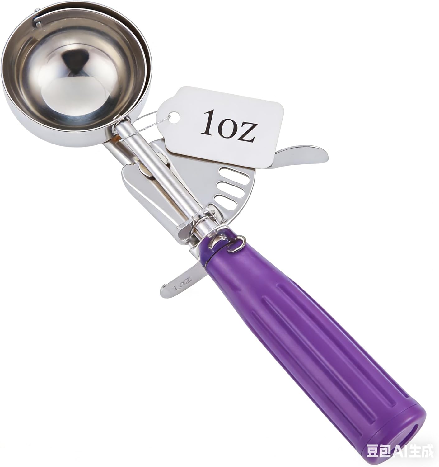 Portion Scoop - Disher, Cookie Scoop, Food Scoop - Portion Control - 18/8 Stainless Steel, Milk White Handle (#10 / 3oz)