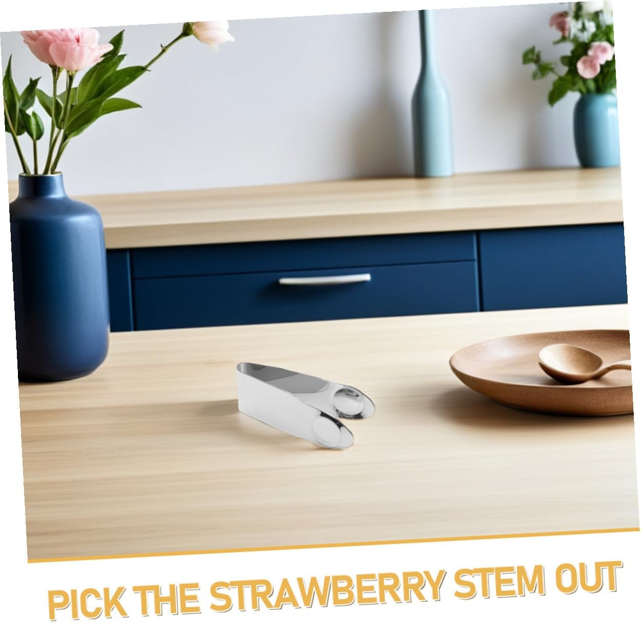 BESTonZON Stainless Steel Strawberry Huller Stem Remover Leaf Peeler Compact Kitchen Gadget for Easy Fruit Stem Removal and Slicing for Home Cooking