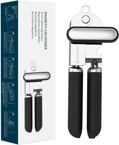 KITCHENDAO Manual Can Opener, Super Sharp Sandvik 12C27 Blade, Handheld Can Opener with Magnet, Smooth Edge Cut, Soft Grip, Oversized Knob for Seniors & Arthritis, Easy to Use, Green