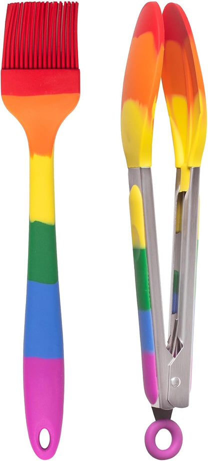 Cooking With Pride Non-Stick Pastry Brush, Heat-Safe Silicone With Iron Core, 8.5-Inch
