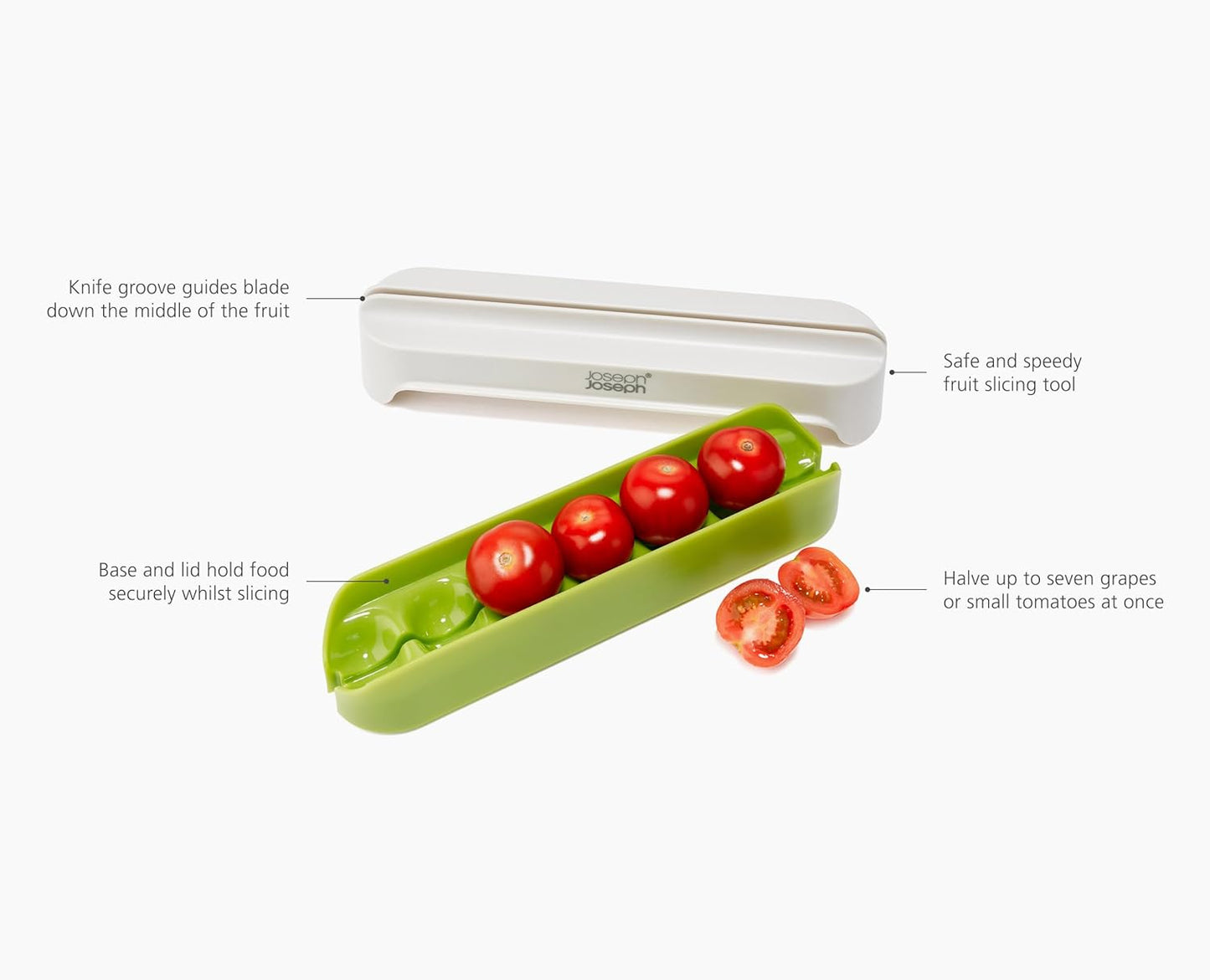 Joseph Joseph Halve-It Time Saving Slicing Tool, Small Fruit, Grape and Tomato slicer, BPA free, Dishwasher safe