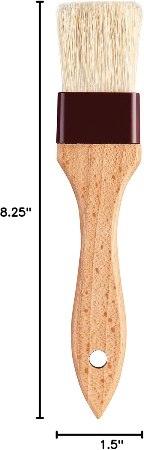Mrs. Anderson's Baking Solid-Ferrule Natural Boar Bristles Pastry Basting Brush, 2" x 8.25"