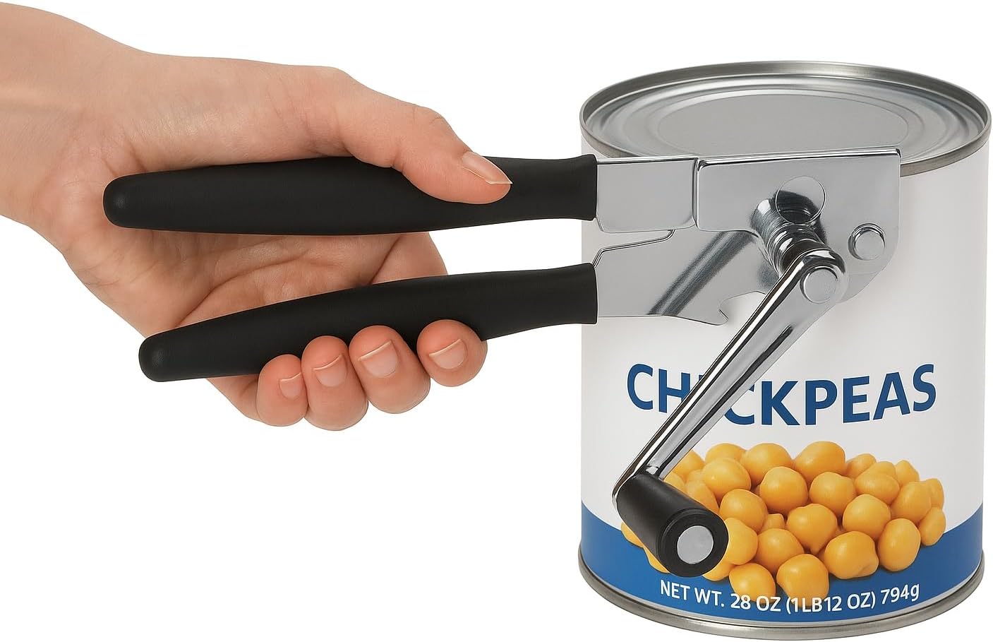 Crank Can Openers Manual,Heavy Duty Commercial Can Opener with Rubber-coated Long Handles.