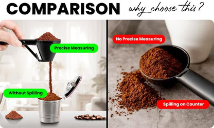 2PCS 2 in 1 Measuring Scoop with Funnel for Reusable K Cup CoffeecPods, Spill Proof Filling Funnel For Ground Coffee, Protein Powder,Suppliments, Refillable Pods Tea, Coffee Scoop 2 Teaspoon