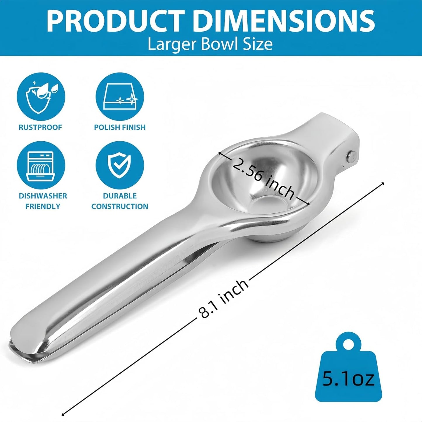 Jenkin Stainless Steel Manual Juicer Citrus Lemon Squeezer,Fruit Juicer Lime Press Metal,Professional Hand Juicer Kitchen Tool