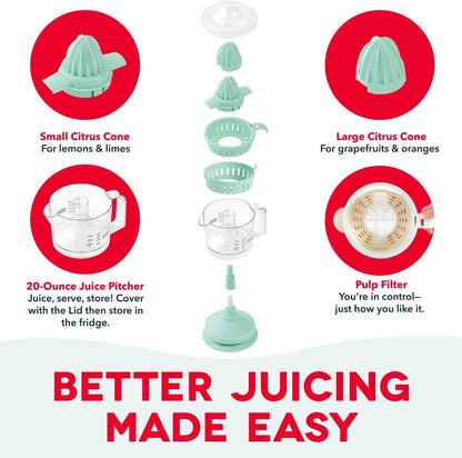 Dash Dual Electric Citrus Juicer Machine - Orange Juicer and Lemon Squeezer with Auto-Reversing Reamer, Adjustable Pulp Control, Mess-Free Spout, 20 oz Juice Container-Lime Squeezer for Home-White
