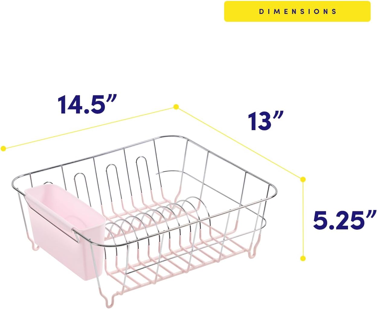 Dish Drying Rack & Cutlery Holder 2 Piece Set - Compact Sink-Fitting Dish Drainer with Rubberized Undercoating, Space-Saving Kitchen Organizer for Plates, Cups, Bowls & Utensils in Sink, Silver