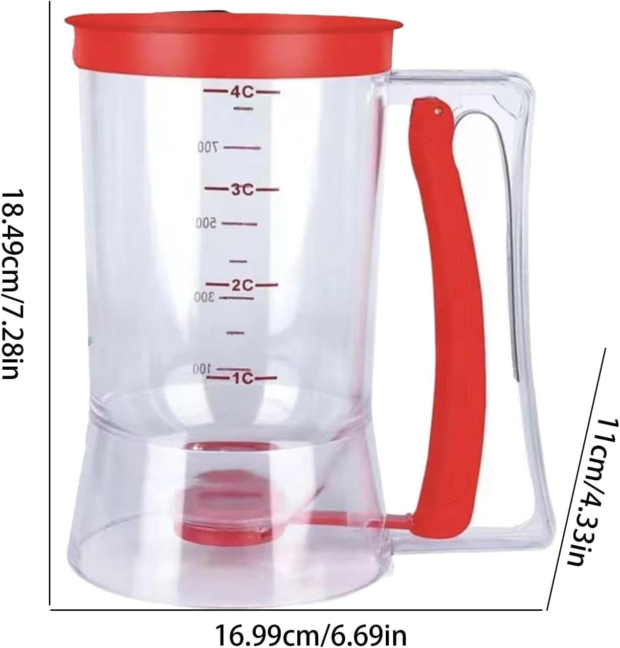 Pancake Batter Dispenser,4 Cup Cupcake Batter Dispenser Pancake Waffl Mix Dispenser Cream Separator with Measuring Label