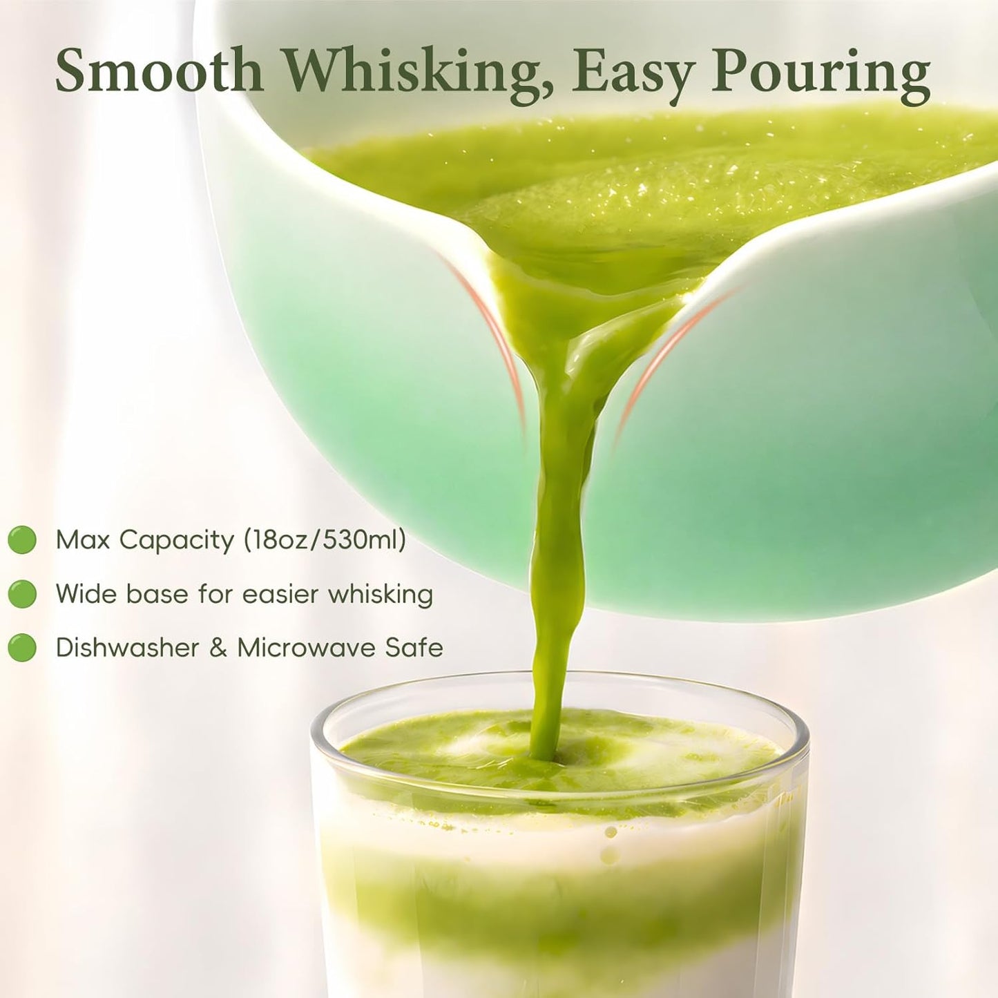 Matcha Whisk Set, Ceramic Matcha Set Includes Bowl & Holder, Bamboo Whisk (Chasen), Scoop, Spoon and Sifter, 6PCS Matcha Kit Covers Everything Needed for Making Matcha (Green)