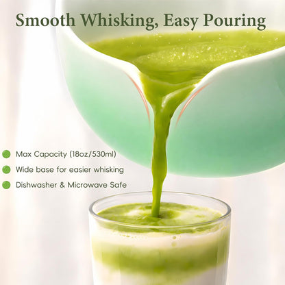 Matcha Whisk Set, Ceramic Matcha Set Includes Bowl & Holder, Bamboo Whisk (Chasen), Scoop, Spoon and Sifter, 6PCS Matcha Kit Covers Everything Needed for Making Matcha (Green)