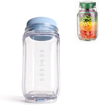 Salad Jar with Side Opening - Leakproof Salad Container & Pod, Mason Jar with Dressing Cup, Portable Lunch Container for Meal Prep, Dishwasher & Freezer Safe, for Office, Gym(Green)