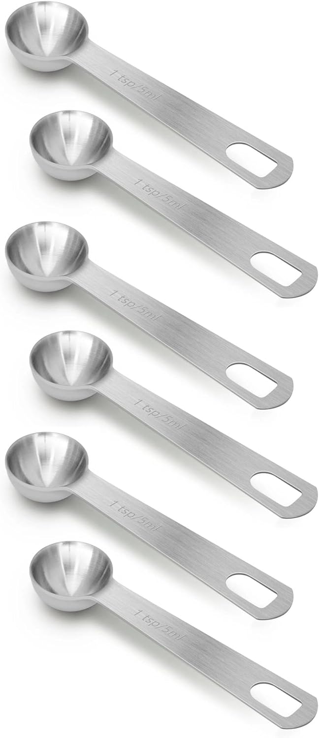 2 PCS 1 Teaspoon(5 mL | 5 cc | 1 Tsp | 1/3 Tablespoon) Stainless Steel Single Measuring Spoon, Easy to Use and Easy to Wash Metal Measuring Spoons Kitchen Gadgets for Cooking & Baking